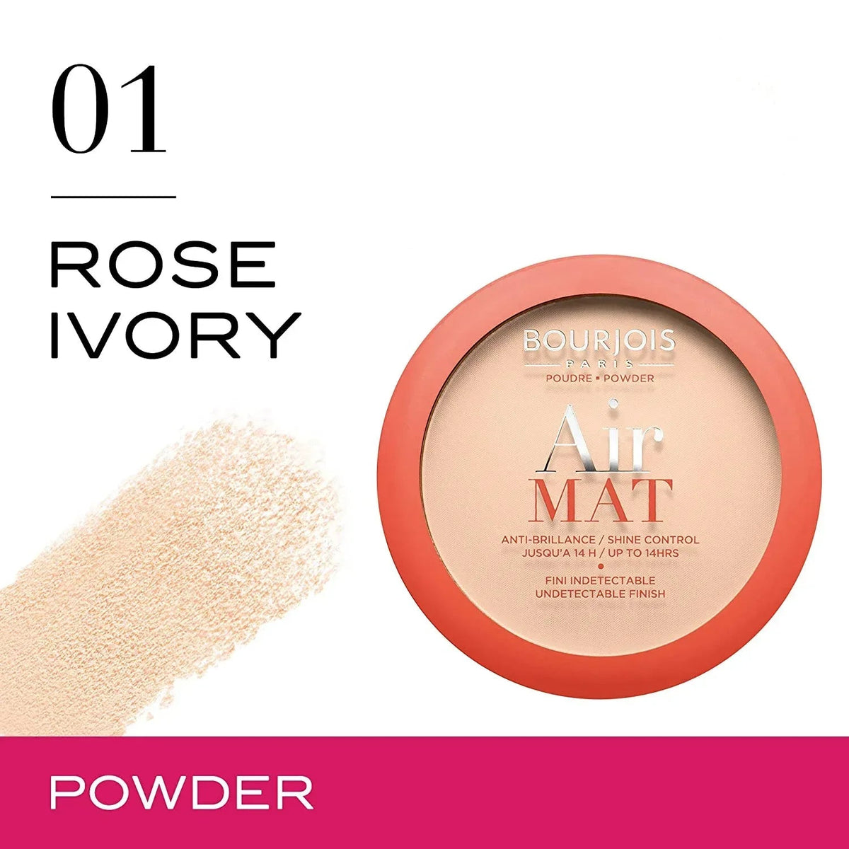 Bourjois Air Mat Compact Powder - 01 Rose Ivory
